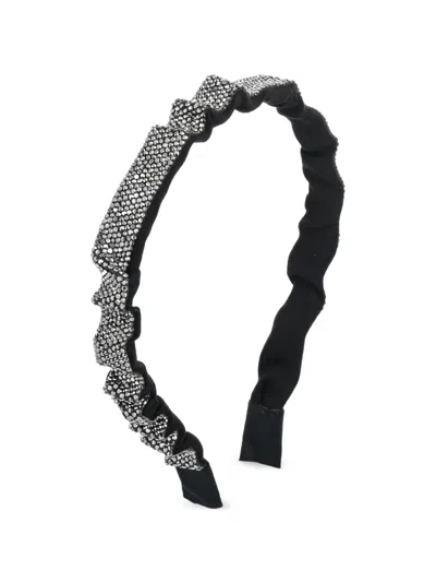 Mimi Tutu Kids' Wavy Crystal-embellished Headband In Black