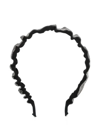 Mimi Tutu Kids' Wavy Crystal-embellished Headband In Black