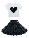 Mimi Tutu Willow Heart Skirt Set In Black
