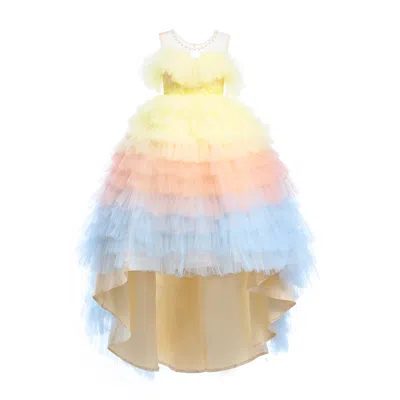 MIMI TUTU MIMI TUTU YELLOW TIERED PASTEL RUFFLE CALLECITA DRESS