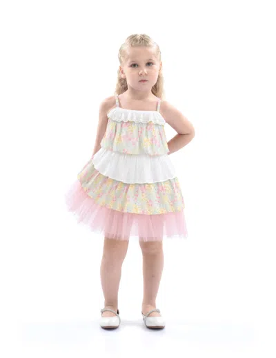 MIMI TUTU MIMI TUTU YELLOW TIERED WARM FLORAL DRESS SET