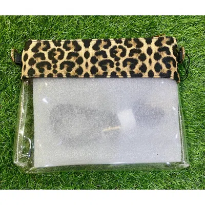 Mimi Wholesale Game Day Clear Crossbody Bag With Vegan Leather Trim In Leopard In Multi
