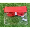 Mimi Wholesale Game Day Clear Crossbody Bag With Vegan Leather Trim In Red In Red
