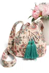 Mimi Wholesale Luna Patterned Crossbody Bucket Bag In Blue In Blue