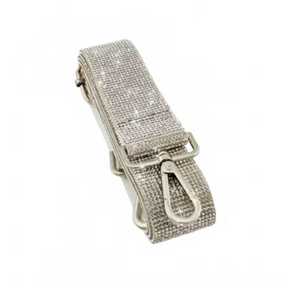 Mimi Wholesale Rhinestone Adjustable Crossbody Bag Strap In Clear In Silver