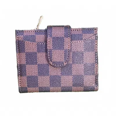 Mimi Wholesale Women's Checkered Compact Wallet In Brown