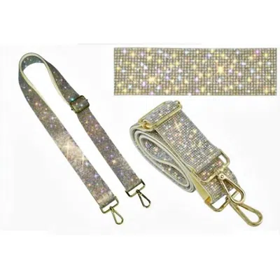 Mimi Wholesale Women's Iridescent Adjustable Handbag Strap In Silver Rhinestone In Multi
