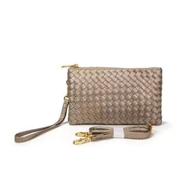 Mimi Wholesale Women's Kathy Woven Three Compartment Clutch Crossbody Bag In Light Pewter In Multi