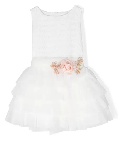 Mimilù Kids' Corsage-detail Sleeveless Dress In White