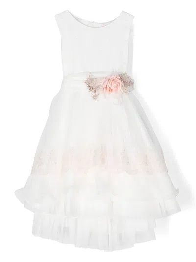 Mimilù Kids' Corsage-detail Sleeveless Dress In White