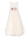 Mimilù Floral-appliqué Long Dress In Neutrals