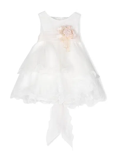 Mimilù Babies' Floral-detail Tiered Dress In White