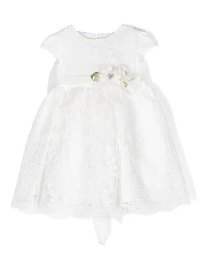 Mimilù Babies' Floral-lace Cap-sleeve Dress In White