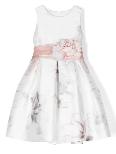 Mimilù Kids' Floral-print Sleeveless Dress In White