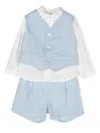Mimilù Shirt Waistcoat Linen Trouser Set In Blue