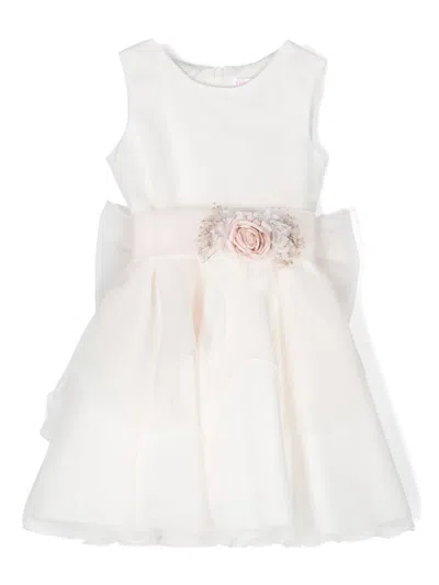 Mimilù Kids' Floral-appliqué Flared Dress In Pink