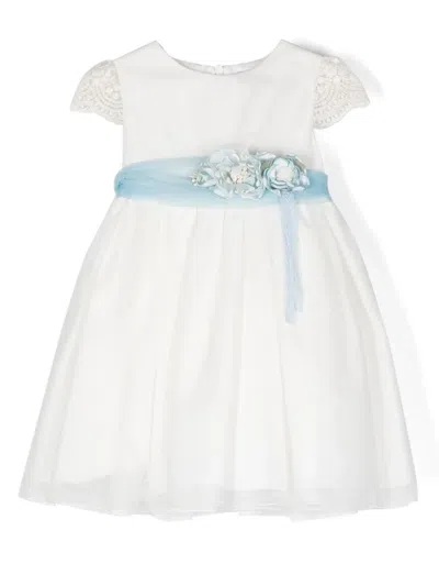 Mimilù Babies' Floral-belt Maxi Dress In White