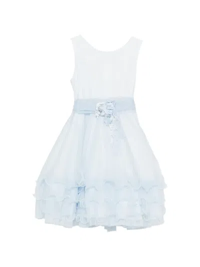 Mimilù Floral-appliqué Ruffled Dress In Blue