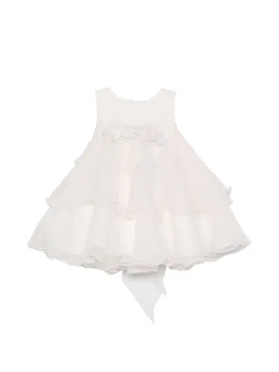Mimilù Babies' Floral-appliqué Tiered Dress In Pink