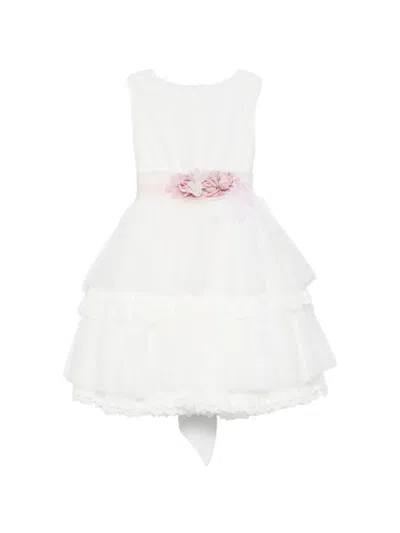 Mimilù Floral-appliqué Tiered Dress In White