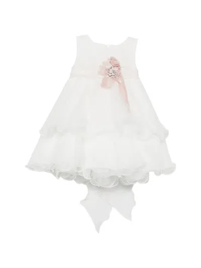 Mimilù Babies' Floral-appliqué Tiered Dress In White