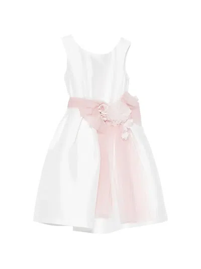 Mimilù Floral-appliqué Tulle-sash Dress In White