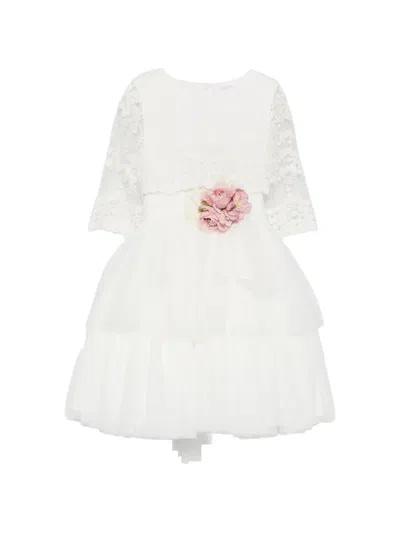Mimilù Lace-overlay Floral-appliqué Dress In White