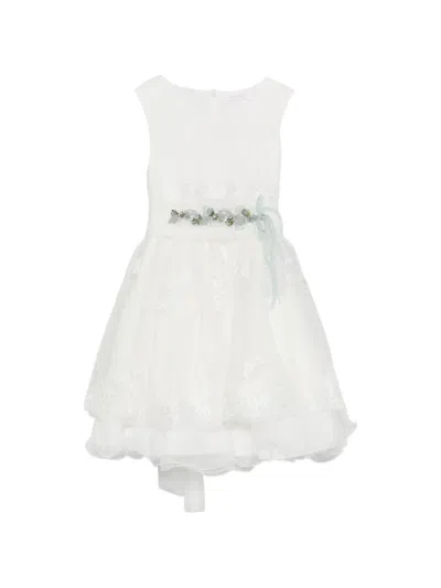 Mimilù Lace-trim Floral-appliqué Dress In White