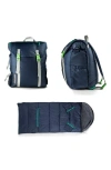 Mimish Kids' Sleep-n-pack Faux Shearling Lined Sleeping Bag Backpack In Dark Navy/stormy Grey
