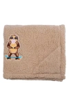 Mimish Skating Sloth Reversible Fleece Baby Blanket In Yellow
