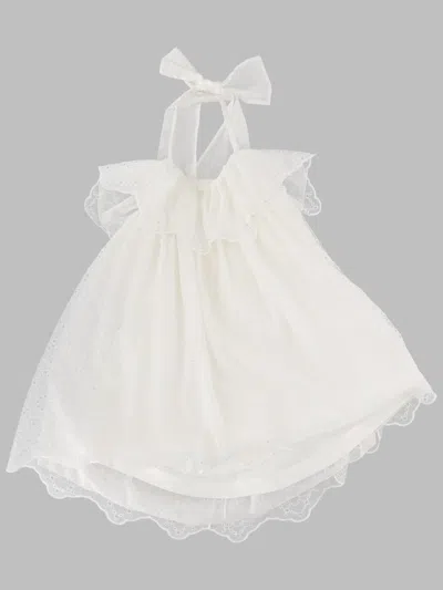 Mimisol Kids'  Mini Bow-embellished Sangallo Dress In White