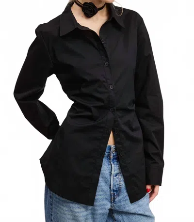 Mimosa Back Self-tie Fitted Collared Shirt In Black
