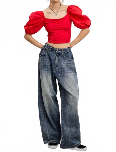 Mimosa Barrel Wide-leg Baggy Denim Jeans In Smoky Blue