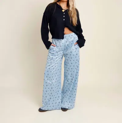 Mimosa Blooming Wide Leg Sweatpants In Blue