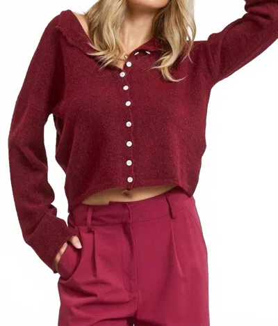 Mimosa Button Down Cardigan In Burgundy In Red
