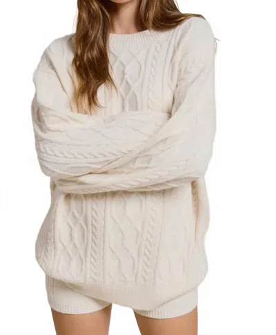 Mimosa Cable Knit Sweater And Shorts Set In White In Neutral