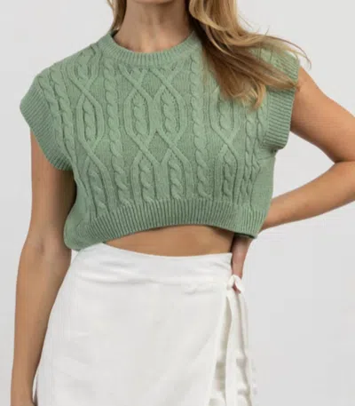 Mimosa Cableknit Nora Crop Tank In Sage In Green