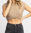 MIMOSA CABLEKNIT NORA CROP TANK IN TAUPE