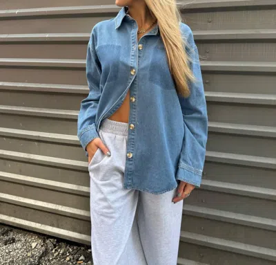 Mimosa Colorblocked Detail Button Up In Denim In Blue