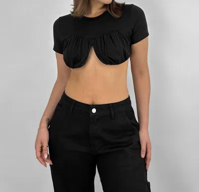 Mimosa Crew Neck Cropped Underwire Tee In Black