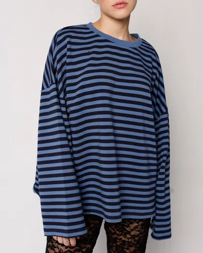 Mimosa Deep Sea Striped Long Sleeve Top In Blue