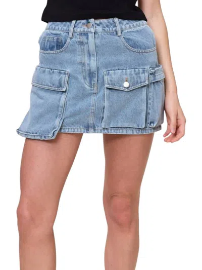 Mimosa Denim Cargo Mini Skirt In Blue