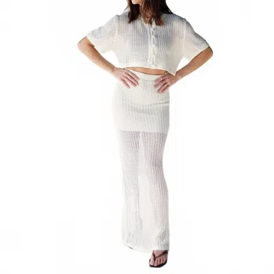 Mimosa Dream Vacation Crochet Top & Maxi Skirt Set In White