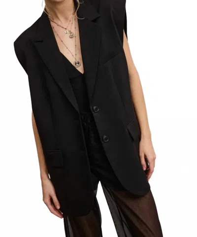 Mimosa Front Pockets Collar Vest In Black