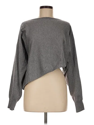 Pre-owned Mimosa Long Sleeve Top Gray One Shoulder Neckline Tops
