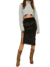 Mimosa Orlanda Midi Skirt With Lace Trim In Black In Black