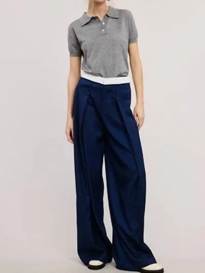 Mimosa Pinstripe High Rise Pant In Navy In Blue