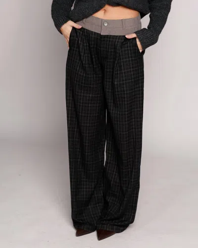 Mimosa Plaid Affair Wide Leg Pants In Black