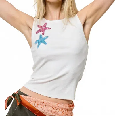 Mimosa Rhinestone Starfish Tank In White
