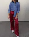 Mimosa Satin-effect Track Pant In Burgundy In White